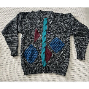 VTG Botany 500 Large Chunky Acrylic Sweater 1980’s Grandpa Cosby Color Block